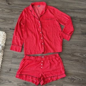 Aerie Red Silky Pajama Set